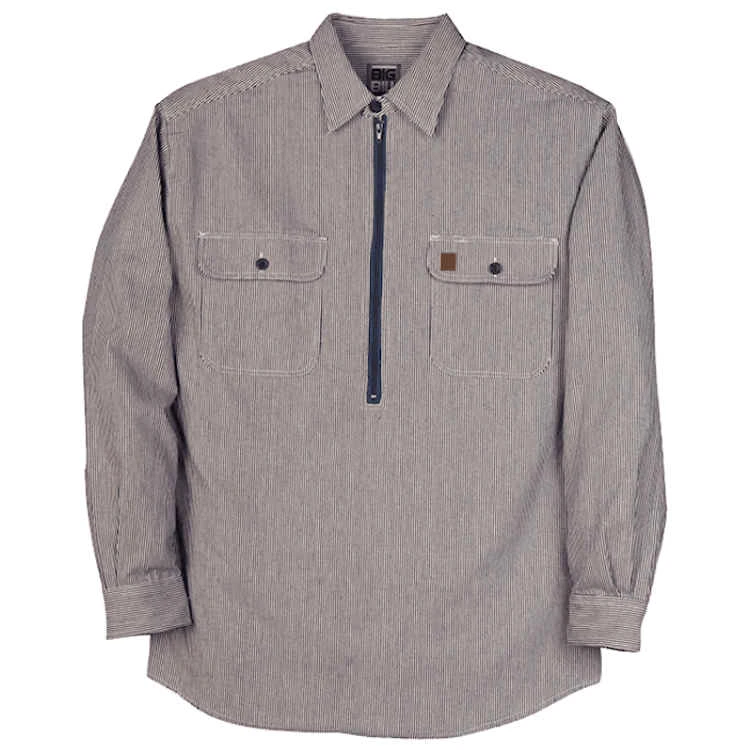 Big Bill Long-Sleeve Hickory Stripe Shirt With Half-Zip 1 Big Bill Long-Sleeve Hickory Stripe Shirt With Half-Zip