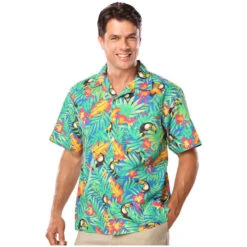 Blue Generation Adult Tucan Print Camp Short Sleeve Shirt