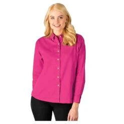 Blue Generation Ladies' 100% Cotton Twill Long Sleeve Shirt