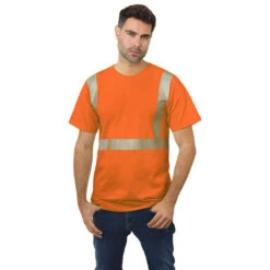 Bayside Hi-Vis 100% Cotton Crew Tee Segmented Striping