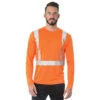 Bayside Hi-Vis Long Sleeve Performance Crew Tee Solid Striping