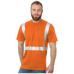Bayside Hi-Vis 100% Cotton Crew Tee Solid Striping