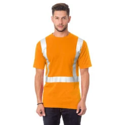 Bayside Hi-Vis 50/50 Pocket Crew Tee Solid Striping