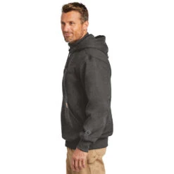 Carhartt Rain Defender Paxton Heavyweight Hooded Zip Mock Sweatshirt -Portwest Shop CA100617@3
