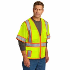 CornerStone® ANSI 107 Class 3 Surveyor Mesh Zippered Two-Tone Short Sleeve Vest -Portwest Shop CSCSV106@4
