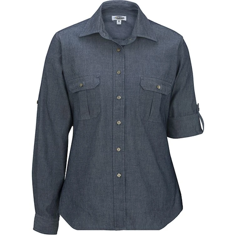 Edwards Women's Long Sleeve Chambray Roll-Up Shirt 1 Edwards Women's Long Sleeve Chambray Roll-Up Shirt