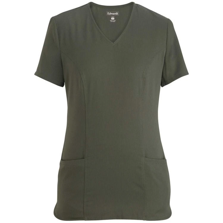 Edwards Ladies' Bengal Stripe Ultra-Stretch V-Neck Short Sleeve Service Tunic 1 Edwards Ladies' Bengal Stripe Ultra-Stretch V-Neck Short Sleeve Service Tunic