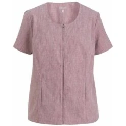 Edwards Ladies' Melange Ultra-Light Full-Zip Scoop Neck Short Sleeve Tunic