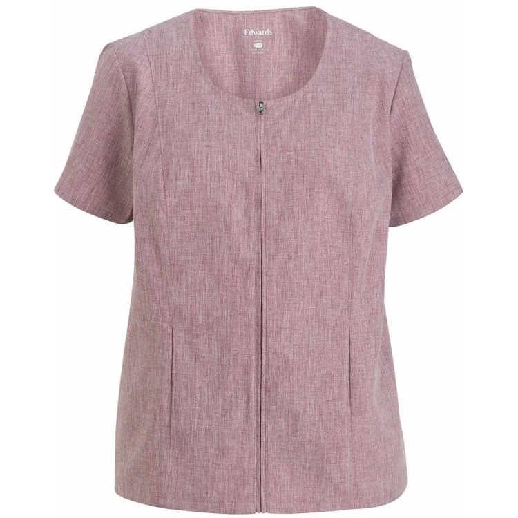 Edwards Ladies' Melange Ultra-Light Full-Zip Scoop Neck Short Sleeve Tunic 1 Edwards Ladies' Melange Ultra-Light Full-Zip Scoop Neck Short Sleeve Tunic
