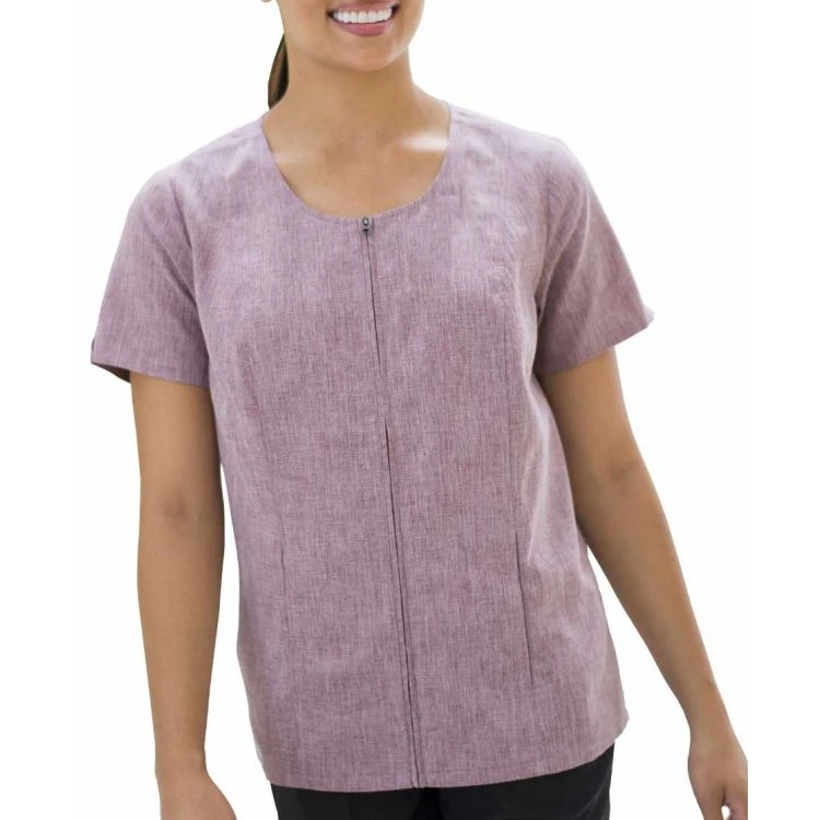 Edwards Ladies' Melange Ultra-Light Full-Zip Scoop Neck Short Sleeve Tunic 4 Edwards Ladies' Melange Ultra-Light Full-Zip Scoop Neck Short Sleeve Tunic - Image 4