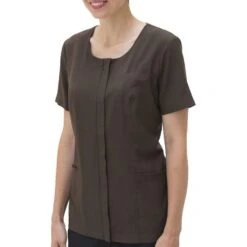 Edwards Ladies' Essential Soft-Stretch Scoop Neck Concealed Zipper Short Sleeve Tunic -Portwest Shop ED7284@4