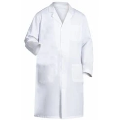 Fashion Seal Men's Fine Line Twill 45" Lab Coat - 3 Pocket / Stitched Down Back Belt / Side Pocket Slits