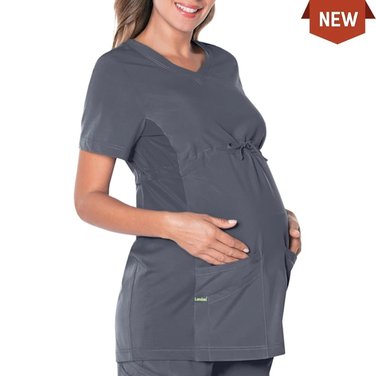 Landau Women's Modern ProFlex Maternity Crossover V-Neck Tunic 1 Landau Women's Modern ProFlex Maternity Crossover V-Neck Tunic