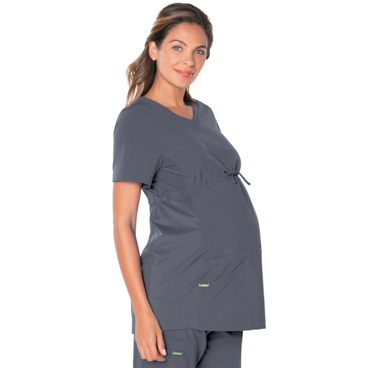 Landau Women's Modern ProFlex Maternity Crossover V-Neck Tunic 2 Landau Women's Modern ProFlex Maternity Crossover V-Neck Tunic - Image 2