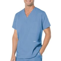 Landau Men's Poplin 5-Pocket Scrub Top