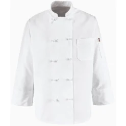 Chef Designs Ten Knot Button Spun Poly Chef Coat W/Thermometer Pocket
