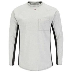 Bulwark Long Sleeve FR Two-Tone Base Layer With Concealed Chest Pocket- Excel FR HRC1