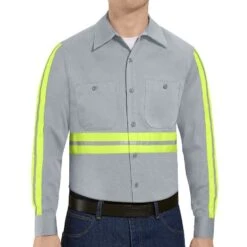 Red Kap Enhanced Visibility Long Sleeve Cotton Work Shirt