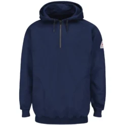 Bulwark FR Cotton/Spandex Blend 1/4 Zip Front Hooded Sweatshirt HRC2