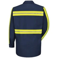 Red Kap Men's Enhanced Visibility Industrial Long Sleeve Work Shirt -Portwest Shop RCSP14E@1