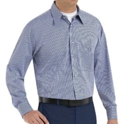 Red Kap Men's Mini-Plaid Long Sleeve Uniform Shirt