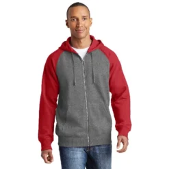 Sport-Tek® Raglan Colorblock Full-Zip Hooded Fleece Jacket