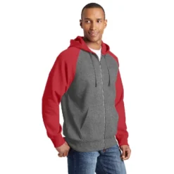 Sport-Tek® Raglan Colorblock Full-Zip Hooded Fleece Jacket -Portwest Shop STST269@3