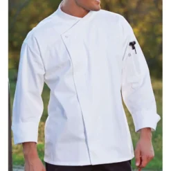 Uncommon Threads Santorini Tunic With Hidden Snap Closure Twill Chef Coat